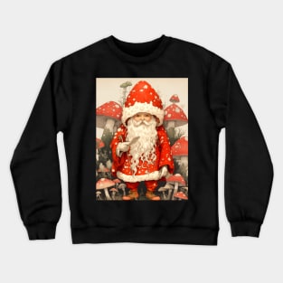 Santa Claus: Santa is the Mushroom (Amanita Muscaria Mushroom) on a Dark Background Crewneck Sweatshirt